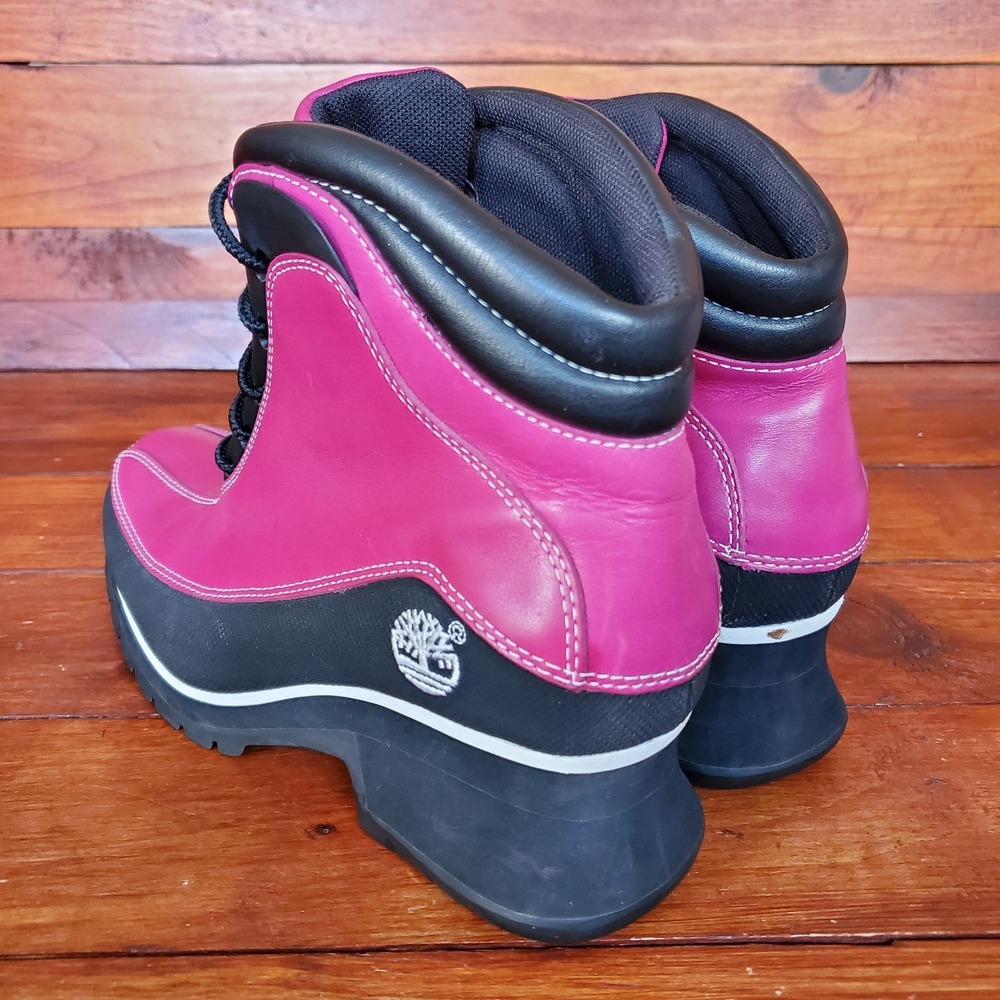 Timberland Euro Dub Ankle Boots Booties Women 7 Pink Leather - Picture 2 of 7